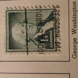Green one cent George Washingto stamp rare perforated 11x10 1/2 canceled